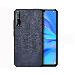 Wewoo Coque Pour Huawei Enjoy 10s Shockproof Splicing PU + Housse de protection en tissu bleu