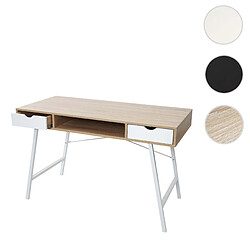 Mendler Bureau HWC-E92, table d'ordinateur, structure 3D 120x60cm brun naturel, blanc