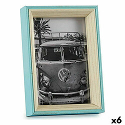 Gift Decor Cadre photo 3 x 17 x 12 cm Verre Bleu Blanc Bois MDF (6 Unités)