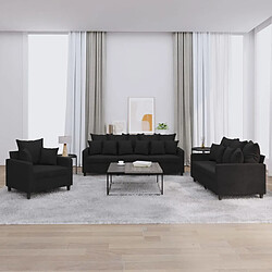 Maison Chic Ensemble de canapés 3 pcs avec coussins, Canapé droit Sofa pour Salon Noir Velours -GKD349152