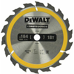 DEWALT DT1938-QZ - Hoja para sierra circular portátil para construcción 184x16mm 18D ATB +20º