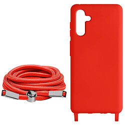 Avizar Coque Cordon pour Samsung Galaxy A34 5G Lanière Tour du Cou 80cm Rouge