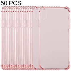 Wewoo Coque en TPU Transparent Dropproof 50 PCS 0.75mm pour iPhone XR (Rose)