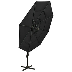 Helloshop26 Parasol à 4 niveaux avec mât en aluminium 3 x 3 m noir 02_0008791