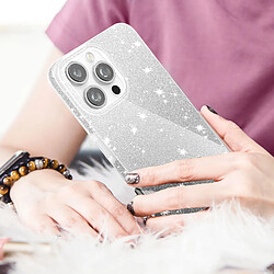 Avizar Coque Paillette pour iPhone 16 Pro Max Hybride Design Glamour Argent pas cher