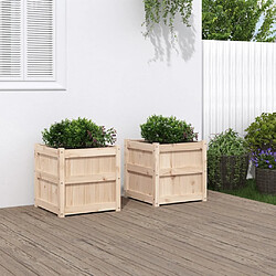 Maison Chic Lot de 2 Jardinières,Bac à fleurs - pot de fleur bois de pin massif -GKD42322