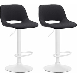 Non Lot de 2 tabourets de bar Camden tissu blanc pas cher