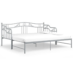 vidaXL Cadre de canapé-lit extensible sans matelas gris métal 90x200cm