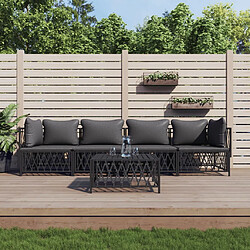 vidaXL Salon de jardin avec coussins 5 pcs anthracite acier