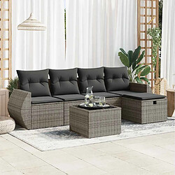 vidaXL Salon de jardin 6 pcs avec coussins gris résine tressée