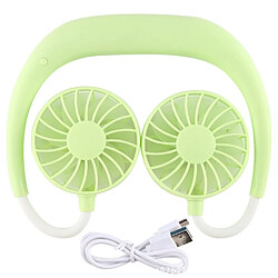 (Vert) Tour de cou Rechargeable USB Portable Cou Paresseux Suspendu Mini Ventilateur à Double Refroidissement