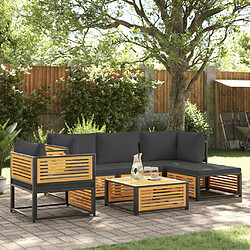 vidaXL Salon de jardin avec coussins 6 pcs bois d'acacia solide