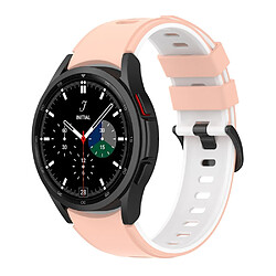 Bracelet en silicone bicolore, respirant, rose/blanc pour votre Samsung Watch4 40mm 44mm/Watch4 Classic 42mm 46mm/Watch Active2 40mm 44mm/Watch3 41mm