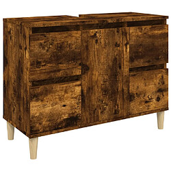 vidaXL Meuble d'évier chêne fumé 80x33x60 cm bois d'ingénierie