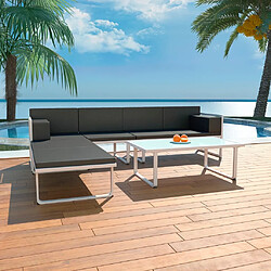 Maison Chic Salon de jardin 4 pcs - Table et chaises d'extérieur - Mobilier/Meubles de jardin Moderne et coussins Aluminium Noir -MN93014