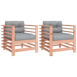 Maison Chic Lot de 2 Chaises de jardin,Fauteuil d'extérieur avec coussins bois massif douglas -MN32650