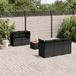 Maison Chic Salon de jardin 6 pcs avec coussins | Ensemble de Table et chaises | Mobilier d'Extérieur noir résine tressée -GKD39479