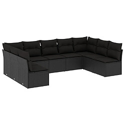 Maison Chic Salon de jardin 9 pcs avec coussins | Ensemble de Table et chaises | Mobilier d'Extérieur noir résine tressée -GKD42822