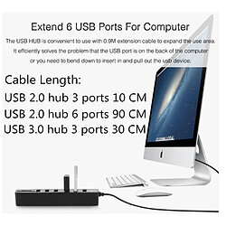 Wewoo HUB Répartiteur USB haute vitesse 6 ports avec concentrateur multi USB 2.0 lecteur de carte SD TF noir pas cher