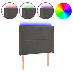 Maison Chic Tête de lit moderne à LED lumineuse pour chambre - Décoration de lit Gris foncé 83x16x118/128 cm Velours -MN89089