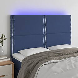 vidaXL Tête de lit à LED Bleu 144x5x118/128 cm Tissu