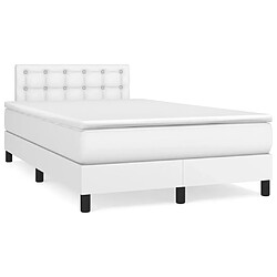 Avis Maison Chic Lit adulte- Lit + matelas + LED,Sommier à lattes de lit matelas LED blanc 120x190 cm similicuir -GKD80396