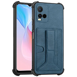 Coque en TPU + PU avec béquille et porte-carte, saphire pour votre Vivo Y33s/Y21 (2021)/Y21s (2021)