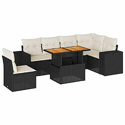 vidaXL Salon de jardin 7 pcs avec coussins noir résine tressée