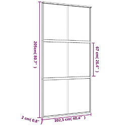 vidaXL Porte coulissante doré 102,5x205 cm verre ESG dépoli aluminium pas cher