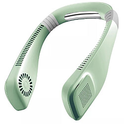 (Vert avec Câble) Ventilateur de cou portable à 3 Vitesses USB Rechargeable Lazy Neckband Ventilateurs de refroidissement sans lame