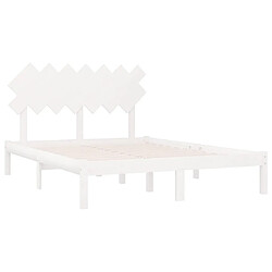 Acheter Maison Chic Lit Moderne Chambre - Cadre/structure de lit pour adulte Blanc 140x200 cm Bois massif -MN76165