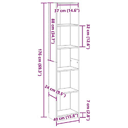 vidaXL Bibliothèque blanc brillant 40x24x176 cm bois d'ingénierie pas cher