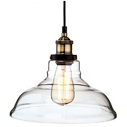 Luminaire Center Suspension 28 cm Empire, laiton antique et verre