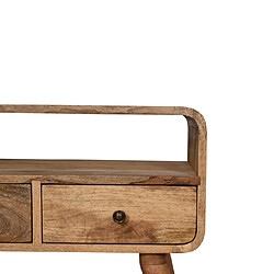 Acheter Artisan Furniture Unité de médias mini en bois massif chêne courbée avec 2 tiroirs, salon ou zone TV