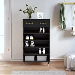 Maison Chic Armoire à Chaussures Noir,Meuble de Rangement à Chaussures 60x35x105 cm bois d'ingénierie -MN99138