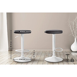 Decoshop26 Lot de 2 tabourets de bar design simple avec assise en synthétique noir et cadre métal blanc TDB10682