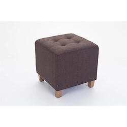 Avis Decoshop26 Tabouret bas repose-pieds pouf capitonné en tissu marron pieds en bois 45x46 cm 10_0000062