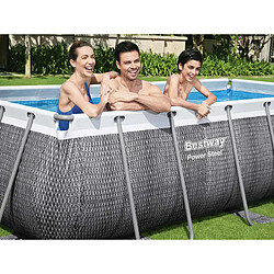 Bestway Piscine tubulaire rectangle power steel 4.04 x 2.01 x h.1.00 m - motif rotin gris pas cher