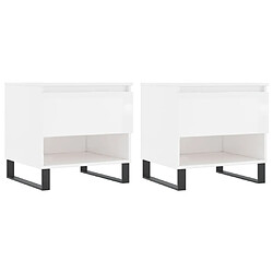 vidaXL Tables basses 2 pcs blanc brillant 50x46x50cm bois d'ingénierie