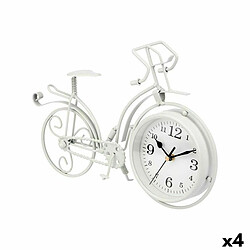 Gift Decor Horloge de table Bicyclette Blanc Métal 33 x 22,5 x 4,2 cm (4 Unités)