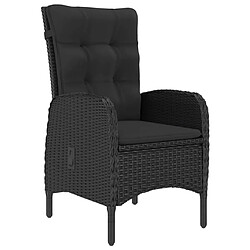 Acheter Salle à dîner de jardin 3 pcs,Table et chaise à manger Résine tressée et acacia Noir -MN55236