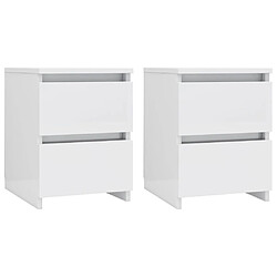 Maison Chic Lot de 2 Tables de chevet,Table de nuit,Table d'appoint pour salon Blanc brillant 30 x 30 x 40 cm Aggloméré -MN99383