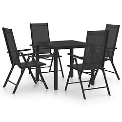 Salle à manger de jardin 5 pcs,Table et chaise à dîner Aluminium Noir -MN59115