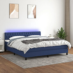 Sommier à lattes LED,Cadre à lattes de lit avec matelas pour Adulte Bleu 160x200 cm Tissu -MN90113