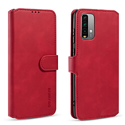 Dg.Ming Etui en PU Style rétro avec support rouge pour votre Xiaomi Redmi 9T/9 Power/Note 9 4G (Qualcomm Snapdragon 662)