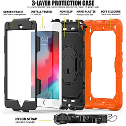 Wewoo Coque Renforcée Gel de silice coloré antichoc + Etui de protection pour iPad Mini 2019 / Mini 4 avec support et bandoulière et dragonne et fente stylo Orange