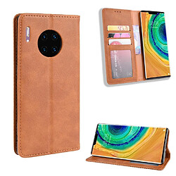 Wewoo Housse Coque Boucle magnétique rétro Crazy Horse Texture en cuir à rabat horizontal pour Huawei Mate 30 Proavec support et fentes cartes et cadre photo marron