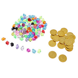 Acheter Pierres précieuses de pirate avec pièces d'or en plastique Pirates Party Game Play Set Toys A