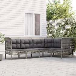 Maison Chic Salon de jardin 5 pcs + coussins - Mobilier/Meubles de jardin - Table et chaises d'extérieur Gris Résine tressée -MN86542