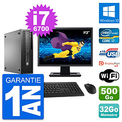 PC HP 800 G2 SFF Ecran 19" Intel i7-6700 RAM 32Go Disque 500Go Windows 10 Wifi - Occasion